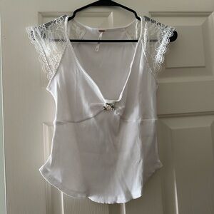 Free People Lace Sleeve Top
